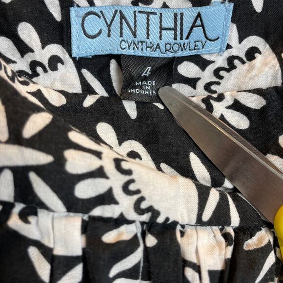 CYNTHIA by Cynthia Rowley B/W Cotton Skirt Sz 4 w 100% Cotton Lining - Picture 4 of 9